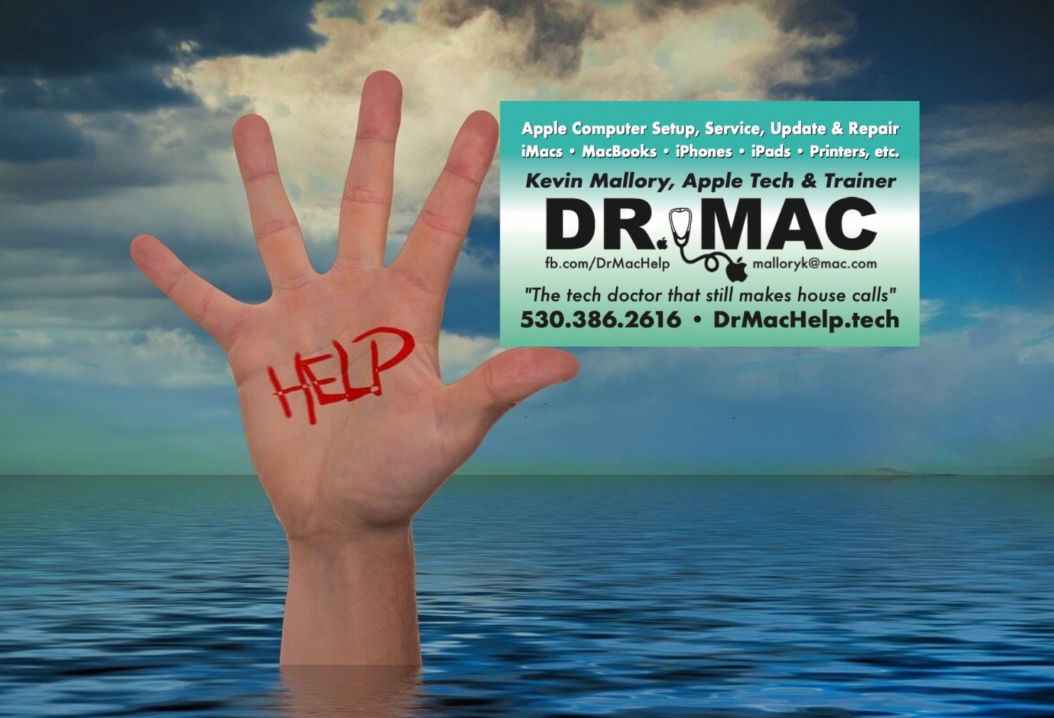 Dr. Mac vacation business card - Help even on vacation
